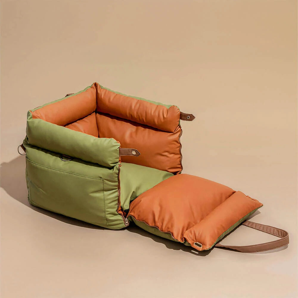 2-in-1 Faux Leather Dog & Cat Car Seat & Carrier
