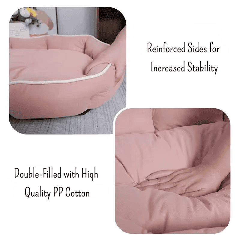 CozySpace Anti-Stress Flanell Dog Bed with Double PP-Cotton Filling / Reinforced Siderest