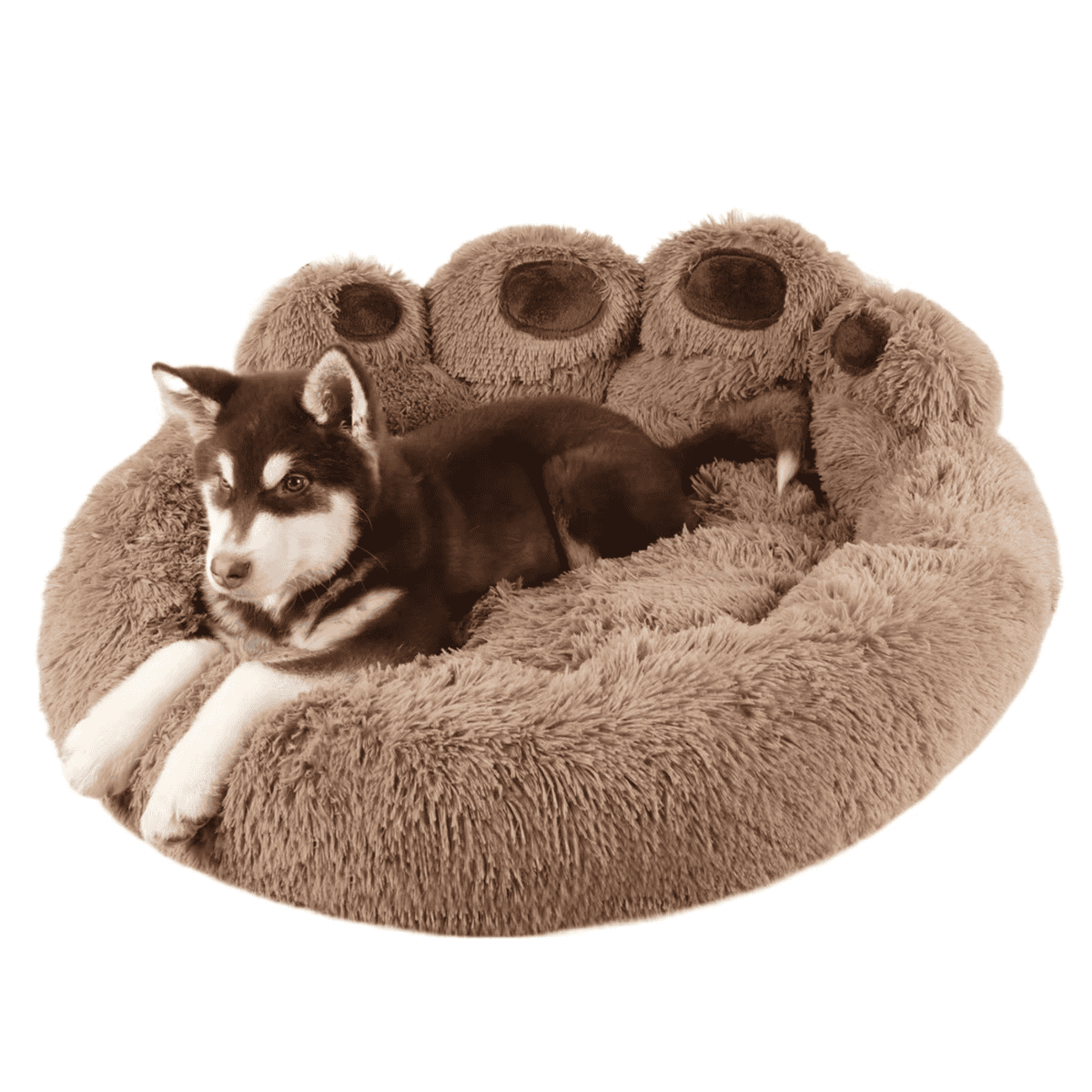 Cute Paw Donut Dog Bed / Cat Bed | Super Fluffy Plush Comfort w/ Supportive Bolsters (S-XL)