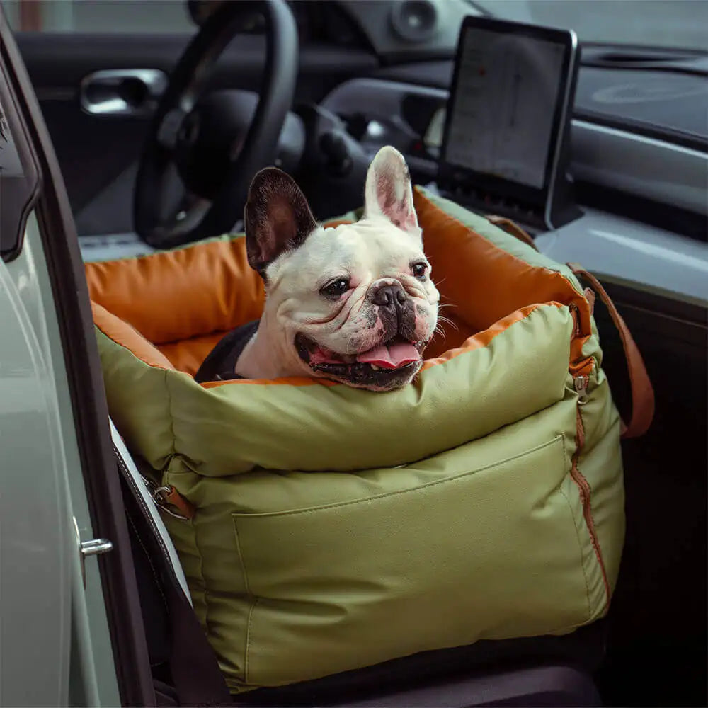 2-in-1 Faux Leather Dog & Cat Car Seat & Carrier