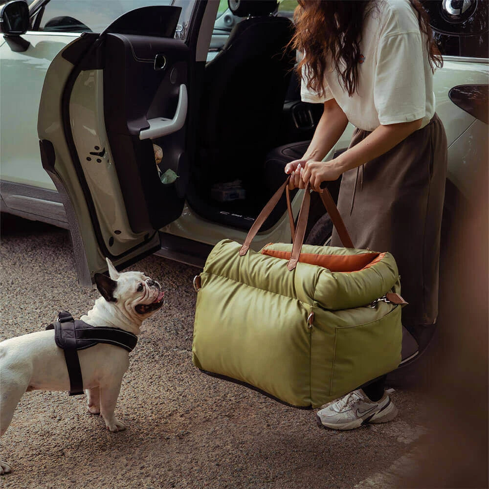 2-in-1 Faux Leather Dog & Cat Car Seat & Carrier