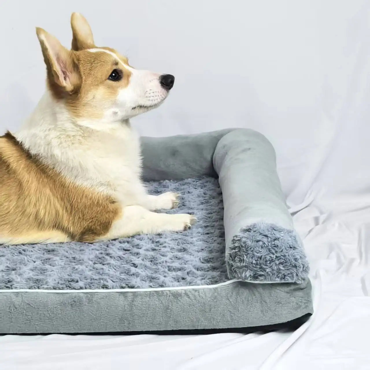 Orthopedic Rose Plush Dog Bed - Memory Foam Super Soft Waterproof Bottom