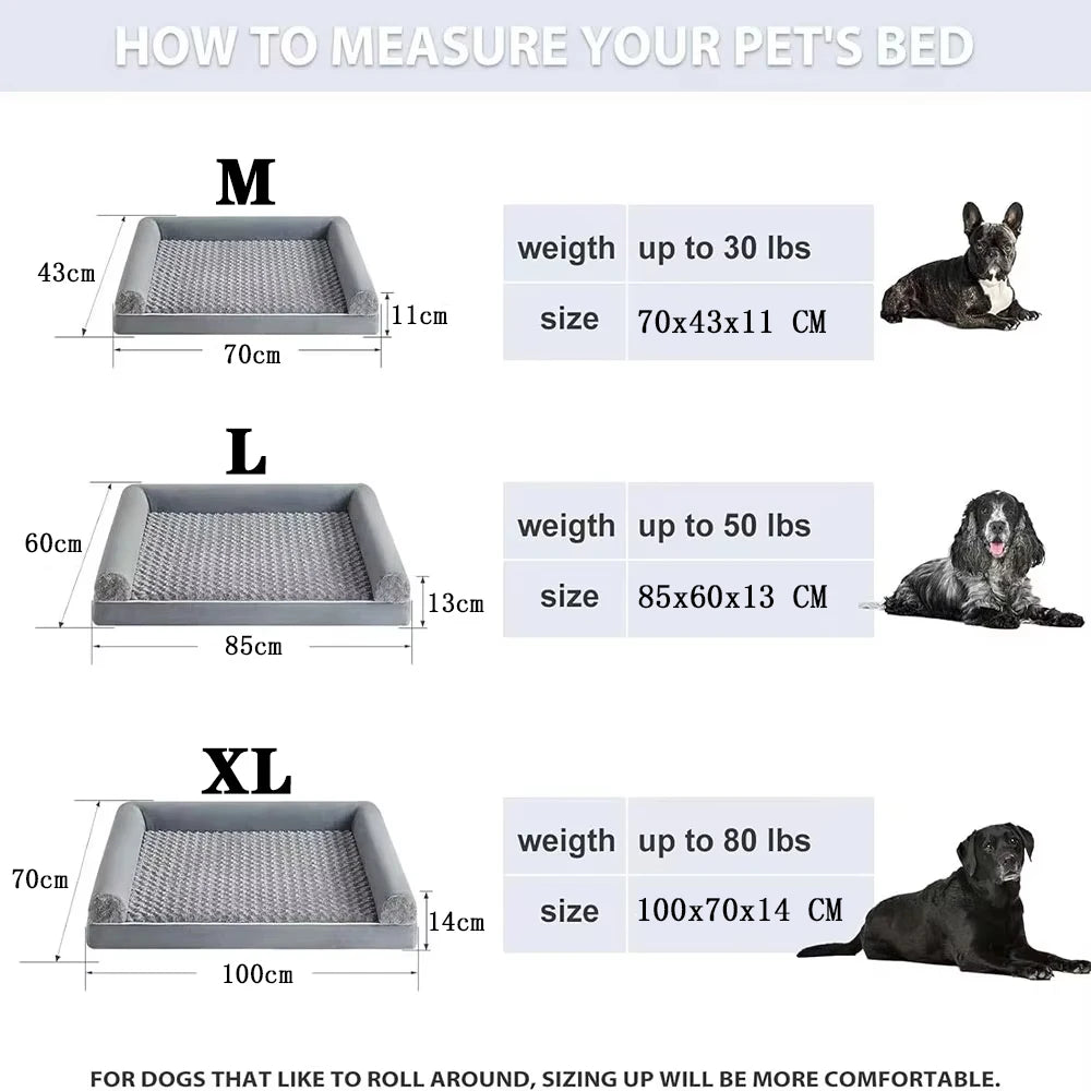 Orthopedic Rose Plush Dog Bed - Memory Foam Super Soft Waterproof Bottom