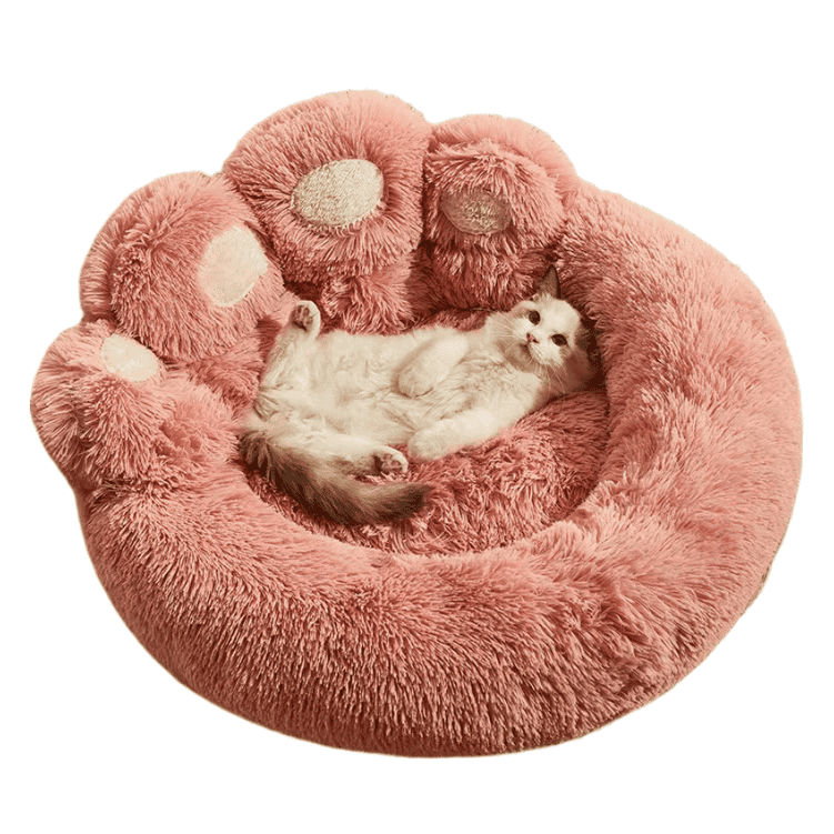 Cute Paw Donut Dog Bed / Cat Bed | Super Fluffy Plush Comfort w/ Supportive Bolsters (S-XL)