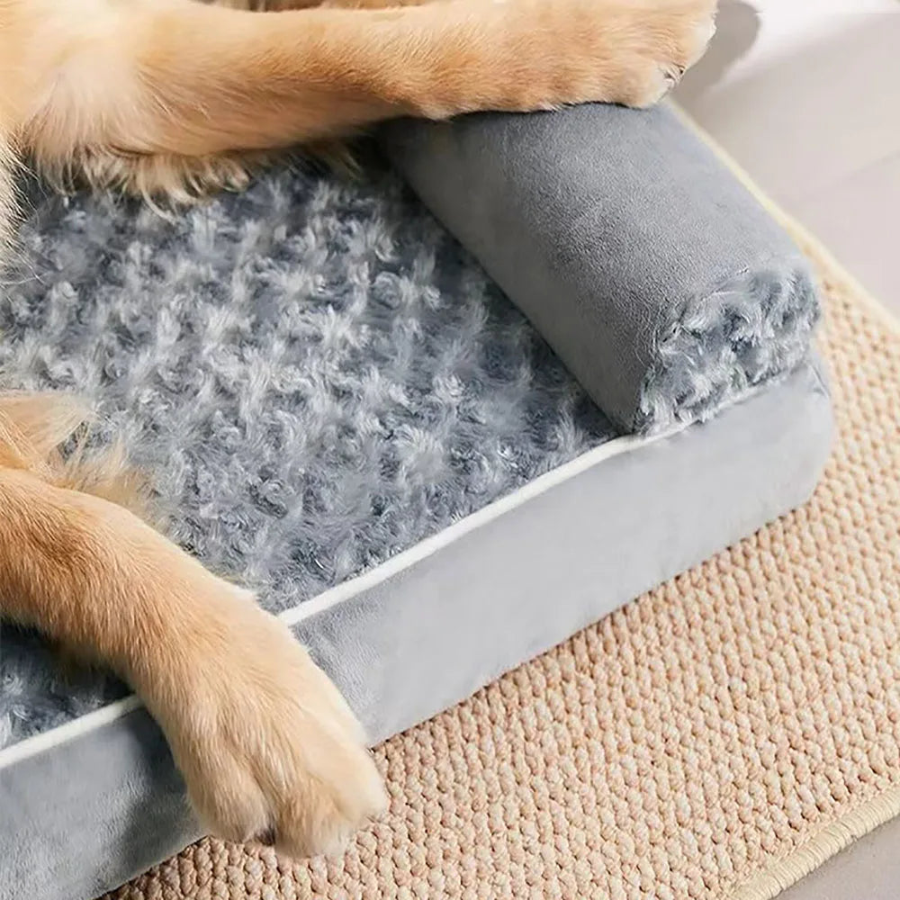 Orthopedic Rose Plush Dog Bed - Memory Foam Super Soft Waterproof Bottom
