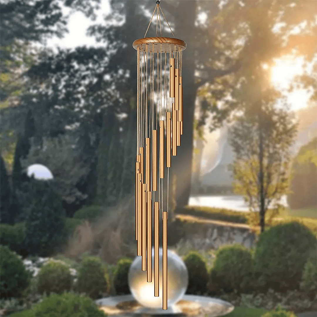 Senbòl Bonè Wind Chimes Metal Tubes 36" | Calming Tunes Color Gold