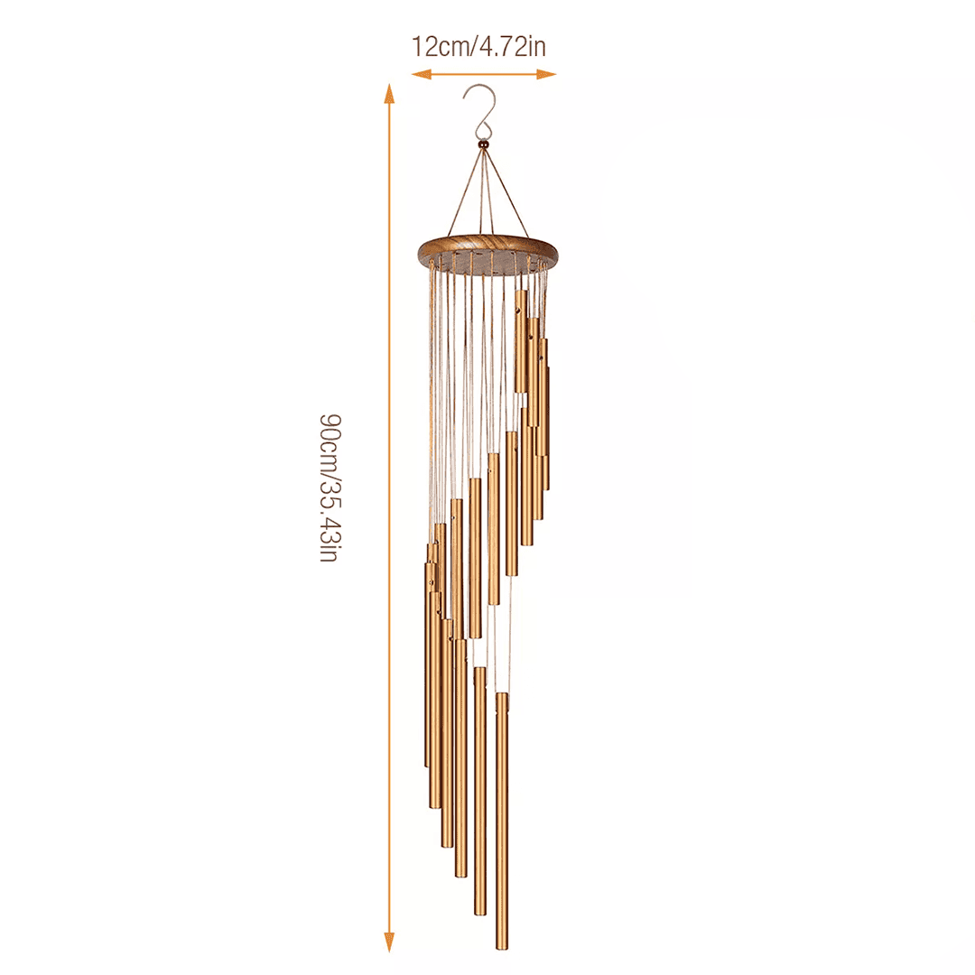 Senbòl Bonè Wind Chimes Metal Tubes 36" | Calming Tunes Color Gold