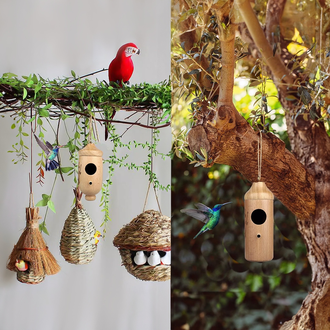 Hand Made Bird House Feeding Station | Blue Bird, Humming Bird, Plain Pirina, Tufted Titmouse