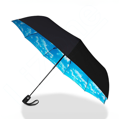 Auto Open / Close Compact Umbrella | Wind Proof, Sturdy Fibre Glass Ribs, Water Draining Teflon Coating