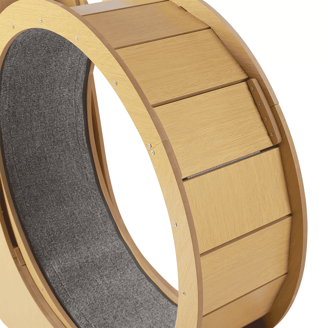 Wooden Cat Wheel w/ Scratch Pad | Safety Lock, Low Noise