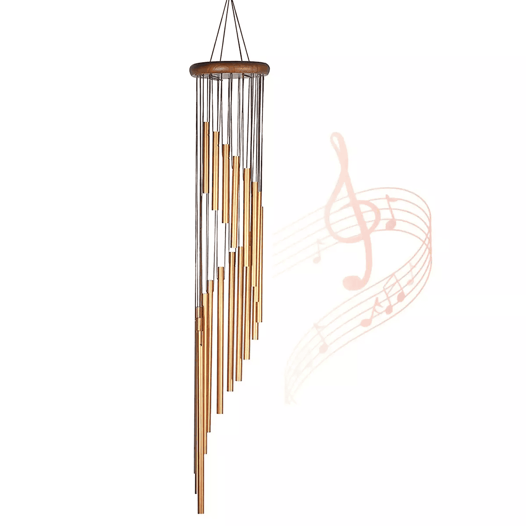 Senbòl Bonè Wind Chimes Metal Tubes 36" | Calming Tunes Color Gold