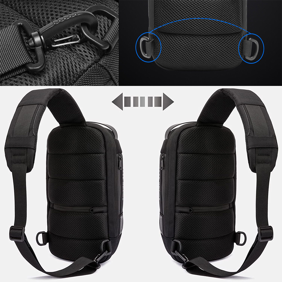 Anti Theft Sling Bag Waterproof USB Charge Port Scratch Resistant Chest Bag Crossbody Backpack