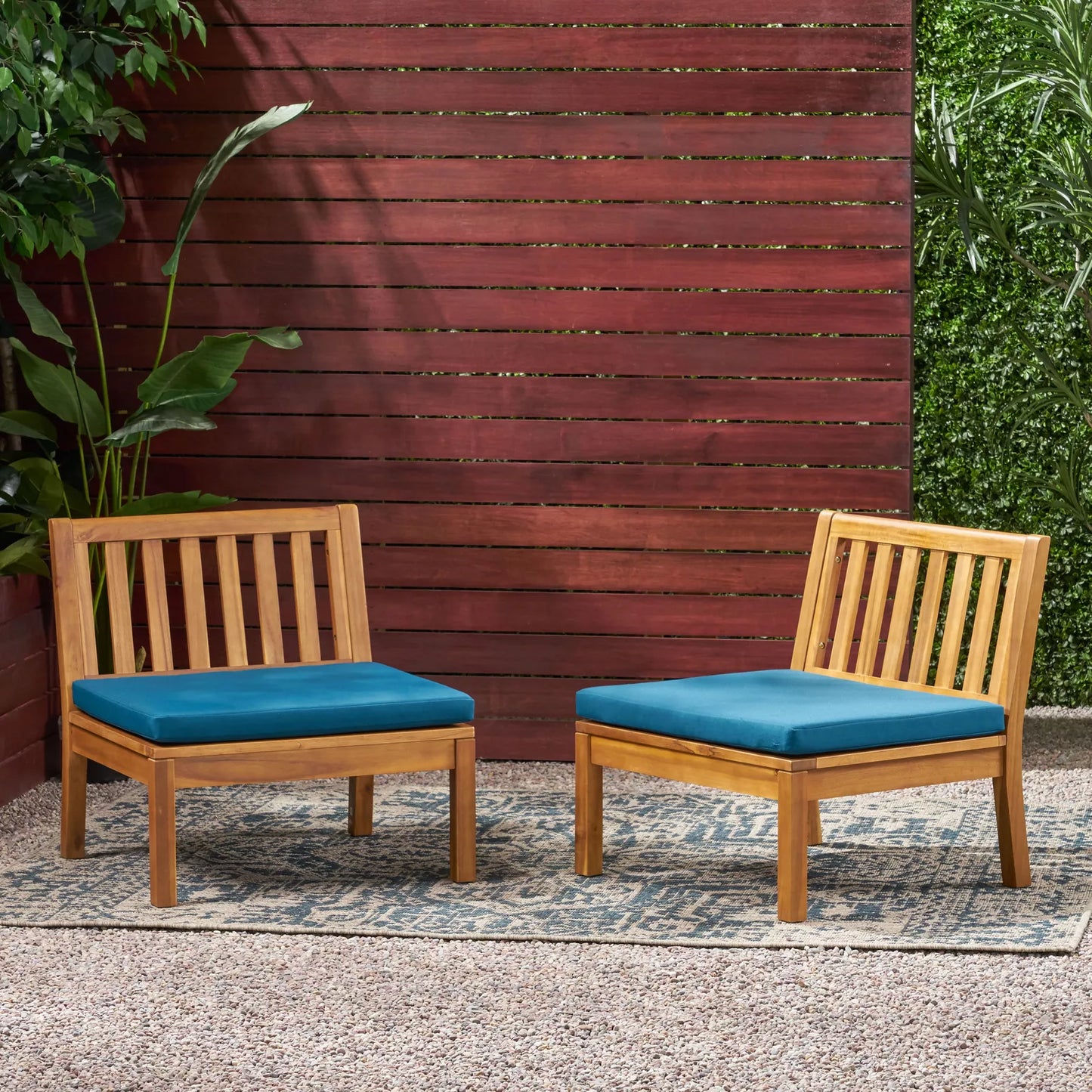 Acacia Wood Outdoor Club Chair Set | Non Fading / Water Repellent