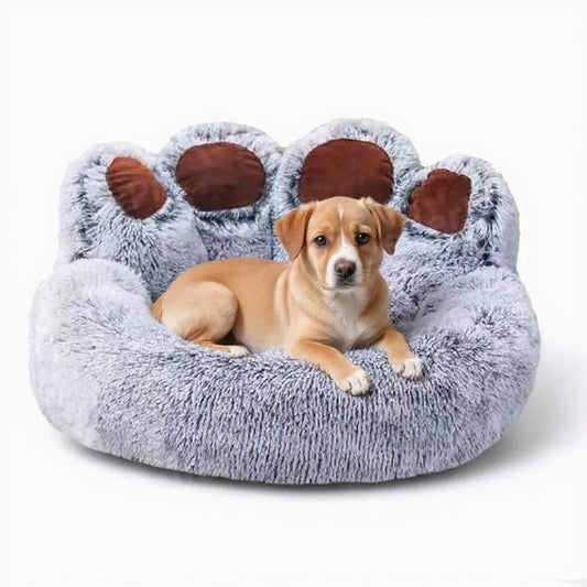 Cute Paw Donut Dog Bed / Cat Bed | Super Fluffy Plush Comfort w/ Supportive Bolsters (S-XL)