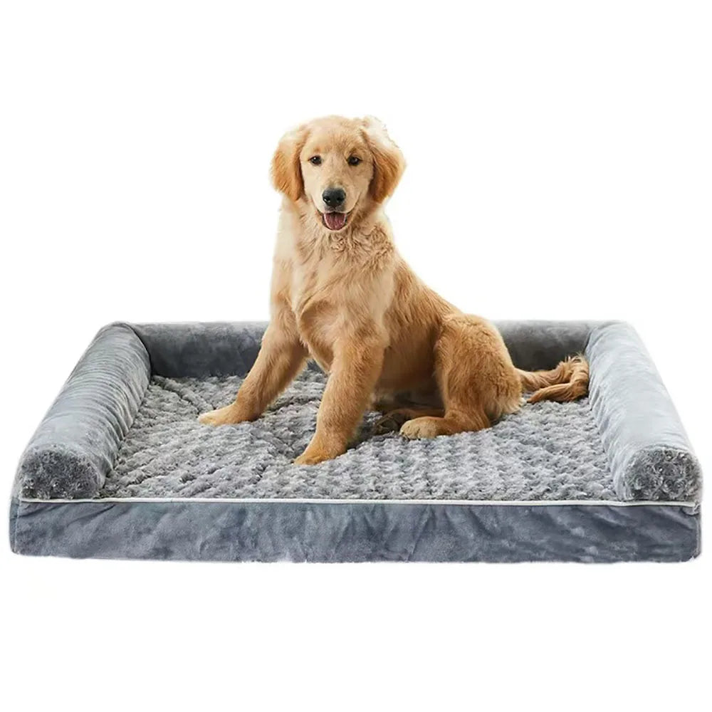 Orthopedic Rose Plush Dog Bed - Memory Foam Super Soft Waterproof Bottom