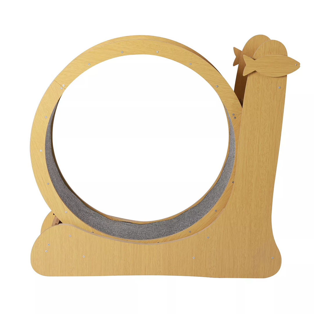 Wooden Cat Wheel w/ Scratch Pad | Safety Lock, Low Noise