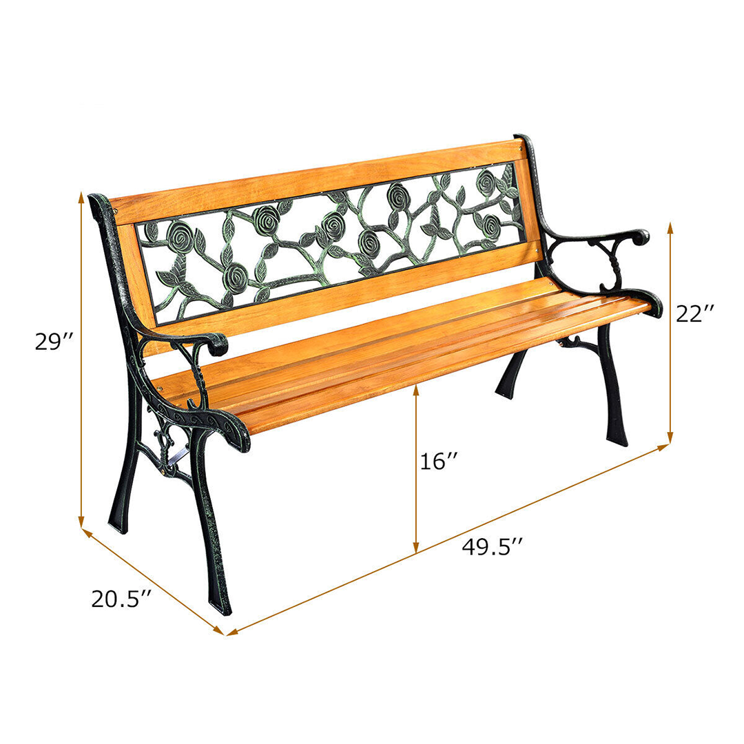 50" Patio Porch Outdoor Bench Garden Bench