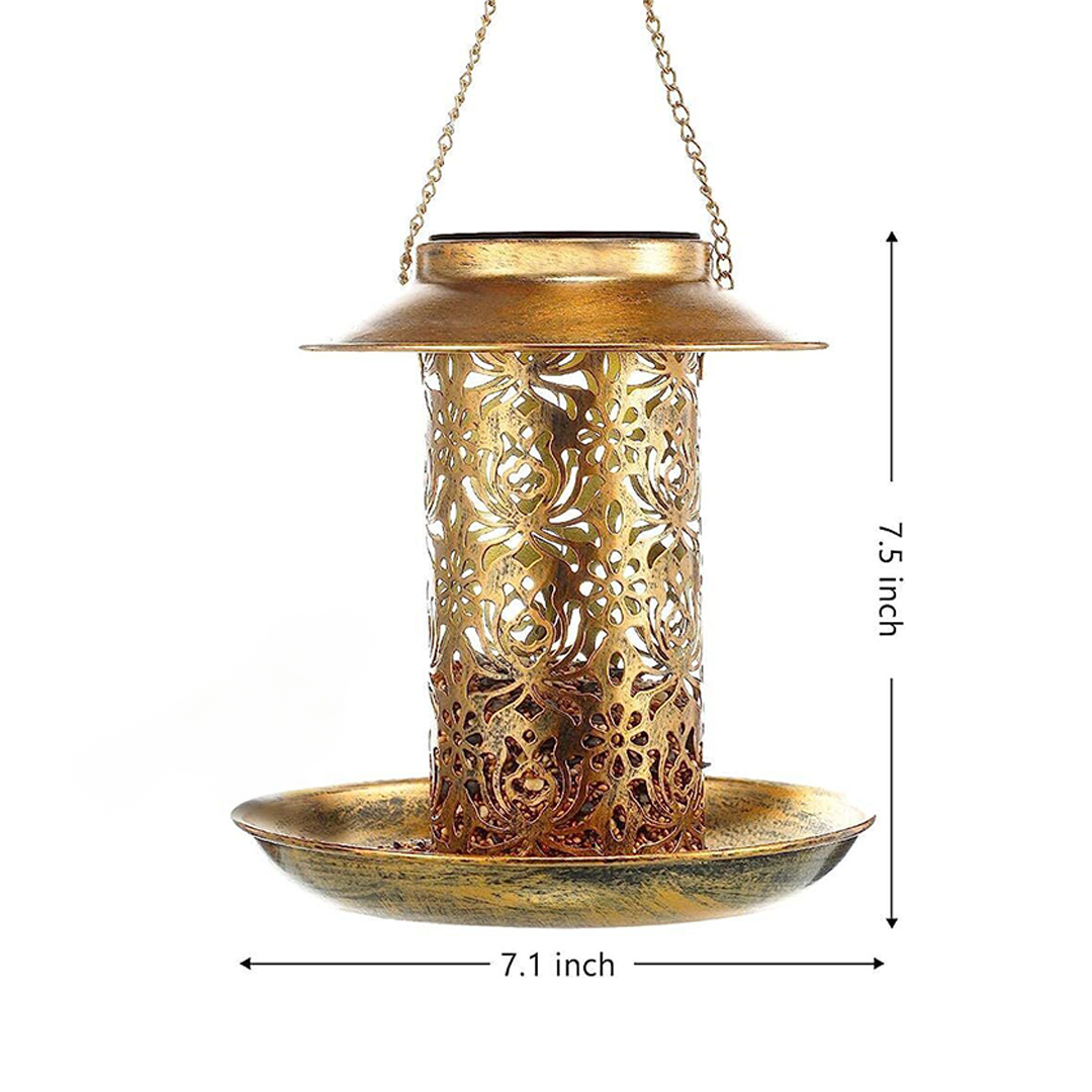 Solar Lamp Bird Feeder Hanging Perch Waterproof