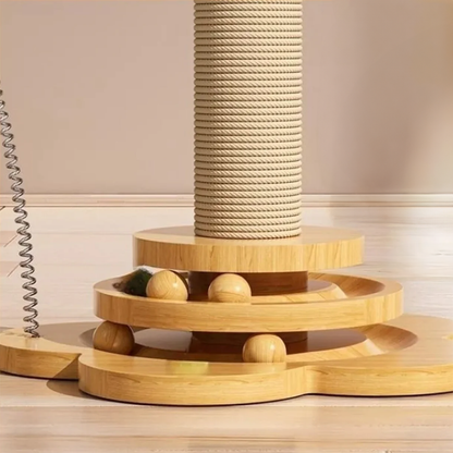 Cat Scratch Post 9,5 x 18" | Natural Instinct Training Toy w/ Hanging Balls, Cat Scratcher