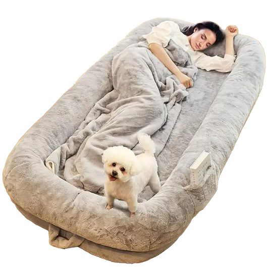 Human Dog Bed w/ Premium Faux Fur and Blanket | 71" x 43" x 10"