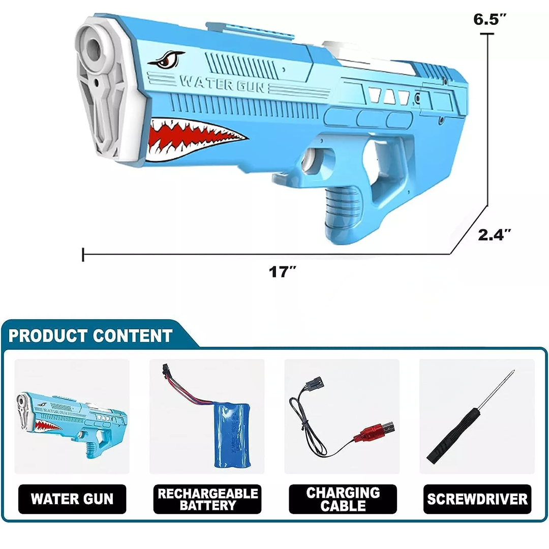 Electric Water Gun High Pressure | 39 Feet Range, Rechargeable, Shark Pattern