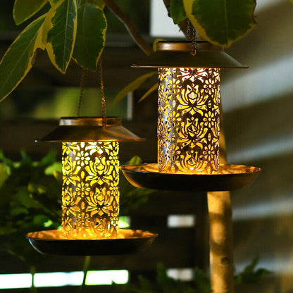 Solar Lamp Bird Feeder Hanging Perch Waterproof